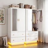 Darrahopens Home & Garden > Storage > Clothing & Wardrobe Storage Artiss LED Wardrobe Cabinet Clothes Storage with Mirror 2 Drawers Hanging Rail In Australia - Darrahopens
