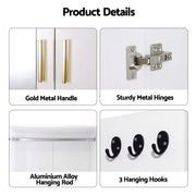 Darrahopens Home & Garden > Storage > Clothing & Wardrobe Storage Artiss LED Wardrobe Cabinet Clothes Storage with Mirror 2 Drawers Hanging Rail In Australia - Darrahopens
