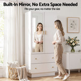 Darrahopens Home & Garden > Storage > Clothing & Wardrobe Storage Artiss LED Wardrobe Cabinet Clothes Storage with Mirror 2 Drawers Hanging Rail In Australia - Darrahopens