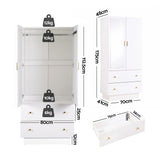 Darrahopens Home & Garden > Storage > Clothing & Wardrobe Storage Artiss LED Wardrobe Cabinet Clothes Storage with Mirror 2 Drawers Hanging Rail In Australia - Darrahopens