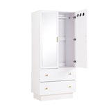 Darrahopens Home & Garden > Storage > Clothing & Wardrobe Storage Artiss LED Wardrobe Cabinet Clothes Storage with Mirror 2 Drawers Hanging Rail In Australia - Darrahopens