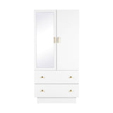Darrahopens Home & Garden > Storage > Clothing & Wardrobe Storage Artiss LED Wardrobe Cabinet Clothes Storage with Mirror 2 Drawers Hanging Rail In Australia - Darrahopens