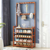 Darrahopens Home & Garden > Storage > Clothing & Wardrobe Storage Bamboo 5-Tier Hat Coat Shoe Rack Entryway Bench Hanger Storage
