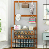 Darrahopens Home & Garden > Storage > Clothing & Wardrobe Storage Bamboo 5-Tier Hat Coat Shoe Rack Entryway Bench Hanger Storage