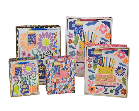 Darrahopens Home & Garden > Storage > Clothing & Wardrobe Storage bulk 24 Large Vigorous Flowers Gift Bag Assort 32cm