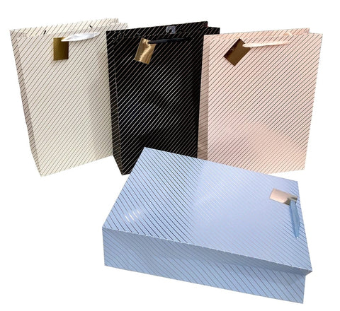 Darrahopens Home & Garden > Storage > Clothing & Wardrobe Storage bulk 24 Xlarge Foil Stripe Gift Bag Assort 43cm