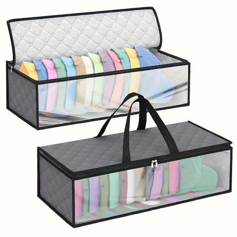 Darrahopens Home & Garden > Storage > Clothing & Wardrobe Storage Cap Storage Bag | Set of 2 Storage Bag / Storage Sleeve - for baseball caps and other caps | Cap Organizer with 2 Handles for Closet | Moisture Protection - Gray