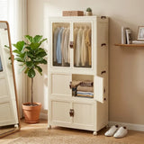 Darrahopens Home & Garden > Storage > Clothing & Wardrobe Storage CARLA HOME 3 - Tier Foldable Wardrobe Cabinet - White - Plastic - Clothe Storage In Australia - Darrahopens
