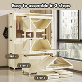 Darrahopens Home & Garden > Storage > Clothing & Wardrobe Storage CARLA HOME 3 - Tier Foldable Wardrobe Cabinet - White - Plastic - Clothe Storage In Australia - Darrahopens