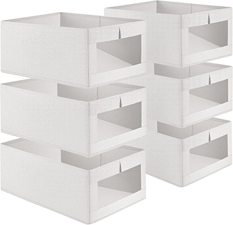 Darrahopens Home & Garden > Storage > Clothing & Wardrobe Storage CARLA HOME 6 Pack Closet Storage Bins with Clear Window for Shelves, Clothes, Toys, Wardrobe & Bedroom Organization