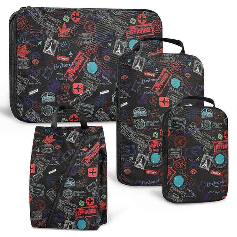 Darrahopens Home & Garden > Storage > Clothing & Wardrobe Storage Compression Packing Cubes with Shoe Bag Foldable Luggage Storage Organizer