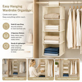 Darrahopens Home & Garden > Storage > Clothing & Wardrobe Storage Cotton Linen Hanging Clothes Caddy, 4 Tier, Beige, Clear Garment Partition In Australia - Darrahopens