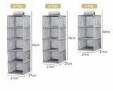 Darrahopens Home & Garden > Storage > Clothing & Wardrobe Storage Cotton Linen Hanging Clothes Caddy, 4 Tier, Beige, Clear Garment Partition In Australia - Darrahopens
