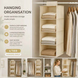 Cotton Linen Hanging Clothes Caddy, 4 Tier, Beige, Space Saving Robe Storage In Australia - Darrahopens
