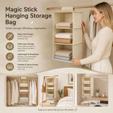 Darrahopens Home & Garden > Storage > Clothing & Wardrobe Storage Cotton Linen Hanging Wardrobe Organiser, 3 Tier, Beige, Practical Robe Sorter In Australia - Darrahopens