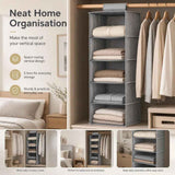 Darrahopens Home & Garden > Storage > Clothing & Wardrobe Storage Cotton Linen Multi-Tier Hanging Garment Caddy, 5 Tier, Grey, Easy Clothing Organisation In Australia - Darrahopens