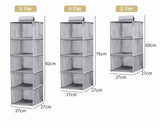 Darrahopens Home & Garden > Storage > Clothing & Wardrobe Storage Cotton Linen Multi-Tier Hanging Garment Caddy, 5 Tier, Grey, Tidy Closet Layout In Australia - Darrahopens