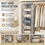 Darrahopens Home & Garden > Storage > Clothing & Wardrobe Storage Cotton Linen Multi-Tier Hanging Garment Caddy, 5 Tier, Grey, Tidy Closet Layout In Australia - Darrahopens