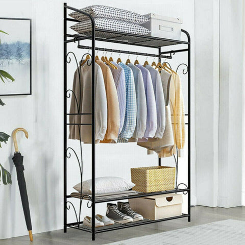 Darrahopens Home & Garden > Storage > Clothing & Wardrobe Storage Extra Large Iron Clothes Rack Garment Hanging Stand