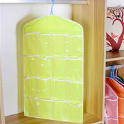 Green wardrobe hanging storage bag, portable 16-pocket hanging organizer bag, can store socks, bras and underwear, wardrobe organizer bag, back door storage bag. In Australia - Darrahopens