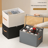 Grey Foldable Fabric Shoe Storage Box with Compartments Dustproof Moistureproof
