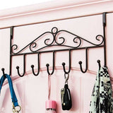 Darrahopens Home & Garden > Storage > Clothing & Wardrobe Storage Over The Door Hook Rack Detachable 7 Hooks Door Hanger Organizer for Towels Handbags Coats Black In Australia - Darrahopens