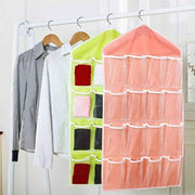 Pink wardrobe hanging storage bag, portable 16-pocket hanging organizer bag, can store socks, bras and underwear, wardrobe organizer bag, back door storage bag. In Australia - Darrahopens