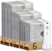 Darrahopens Home & Garden > Storage > Clothing & Wardrobe Storage Travel Vacuum Bag Set with Rechargeable Cordless Pump – 3 Sizes for Clothes, Jackets & Accessories, Airtight Dual-Zipper Seal, 4000Pa Suction, Saves Up to 80% Luggage Space, Lightweight & Portable (6 Combo Travel Size)