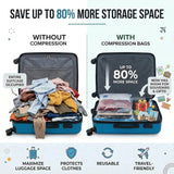 Darrahopens Home & Garden > Storage > Clothing & Wardrobe Storage Travel Vacuum Bag Set with Rechargeable Cordless Pump – 3 Sizes for Clothes, Jackets & Accessories, Airtight Dual-Zipper Seal, 4000Pa Suction, Saves Up to 80% Luggage Space, Lightweight & Portable (15 Combo Travel Size)