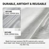 Darrahopens Home & Garden > Storage > Clothing & Wardrobe Storage Travel Vacuum Bag Set with Rechargeable Cordless Pump – 3 Sizes for Clothes, Jackets & Accessories, Airtight Dual-Zipper Seal, 4000Pa Suction, Saves Up to 80% Luggage Space, Lightweight & Portable (15 Combo Travel Size)