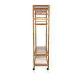 Darrahopens Home & Garden > Storage > Clothing & Wardrobe Storage Wooden Clothes Rail with Shelves & Wheels – Open Wardrobe Rack Stand