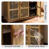 Darrahopens Home & Garden > Storage > Clothing & Wardrobe Storage Wooden Shoe Rack XL 4 Tier 3 Doors Drawers Shelves Cabinet Organizer