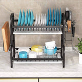 Darrahopens Home & Garden > Storage Dish Rack 2 Tier Dish Dryer Drainer Stainless Steel Dish Drying Rack Drip Trays Side Holder Kitchen Storage Save Space