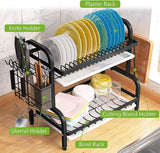 Darrahopens Home & Garden > Storage Dish Rack 2 Tier Dish Dryer Drainer Stainless Steel Dish Drying Rack Drip Trays Side Holder Kitchen Storage Save Space