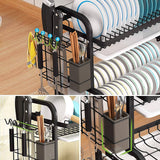 Darrahopens Home & Garden > Storage Dish Rack 2 Tier Dish Dryer Drainer Stainless Steel Dish Drying Rack Drip Trays Side Holder Kitchen Storage Save Space
