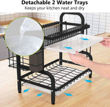 Darrahopens Home & Garden > Storage Dish Rack 2 Tier Dish Dryer Drainer Stainless Steel Dish Drying Rack Drip Trays Side Holder Kitchen Storage Save Space