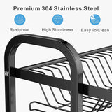 Darrahopens Home & Garden > Storage Dish Rack 2 Tier Dish Dryer Drainer Stainless Steel Dish Drying Rack Drip Trays Side Holder Kitchen Storage Save Space