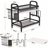 Darrahopens Home & Garden > Storage Dish Rack 2 Tier Dish Dryer Drainer Stainless Steel Dish Drying Rack Drip Trays Side Holder Kitchen Storage Save Space