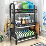 Darrahopens Home & Garden > Storage Dish Rack 3 Tier Dish Dryer Drainer Stainless Steel Dish Drying Rack Drip Trays Side Holder Kitchen Storage Save Space