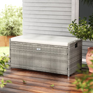 Darrahopens Home & Garden > Storage Gardeon Outdoor Storage Bench Box Garden Sheds Tools Patio Wicker Cushion Chair