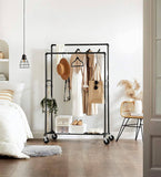 Darrahopens Home & Garden > Storage Industrial Pipe Clothes Rack Wheels , 110Kg load
