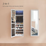 Darrahopens Home & Garden > Storage Jewelry Cabinet LED Lights, Mirror Organizer, Rustic Brown
