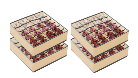 Darrahopens Home & Garden > Storage Set of 4 Fabric Drawer Organizer Divider Storage Boxes for Storing Socks, Underwear, Ties, Scarves (Beige)