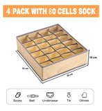 Darrahopens Home & Garden > Storage Set of 4 Fabric Drawer Organizer Divider Storage Boxes for Storing Socks, Underwear, Ties, Scarves (Beige)