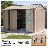 Darrahopens Home & Garden > Storage > Sheds Giantz 3X3M Garden Shed Outdoor Storage Backyard Tool Shed Galvanized Steel Brown