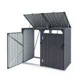 Darrahopens Home & Garden > Storage > Sheds Giantz Bin Shed Double Wheelie Waste Bins Storage Steel Garden Enclosure Grey