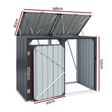 Darrahopens Home & Garden > Storage > Sheds Giantz Bin Shed Double Wheelie Waste Bins Storage Steel Garden Enclosure Grey