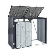 Darrahopens Home & Garden > Storage > Sheds Giantz Bin Shed Double Wheelie Waste Bins Storage Steel Garden Enclosure Grey
