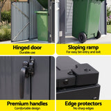 Darrahopens Home & Garden > Storage > Sheds Giantz Bin Shed Double Wheelie Waste Bins Storage Steel Garden Enclosure Grey