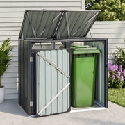Darrahopens Home & Garden > Storage > Sheds Giantz Bin Shed Double Wheelie Waste Bins Storage Steel Garden Enclosure Grey